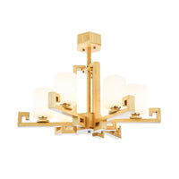 6 Heads Dining Room Ceiling Chandelier Modernism Beige Lamp - Rebooters