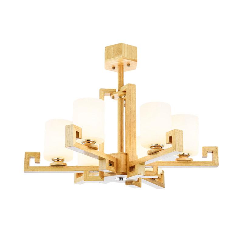 6 Heads Dining Room Ceiling Chandelier Modernism Beige Lamp - Rebooters