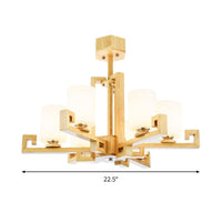 6 Heads Dining Room Ceiling Chandelier Modernism Beige Lamp - Rebooters