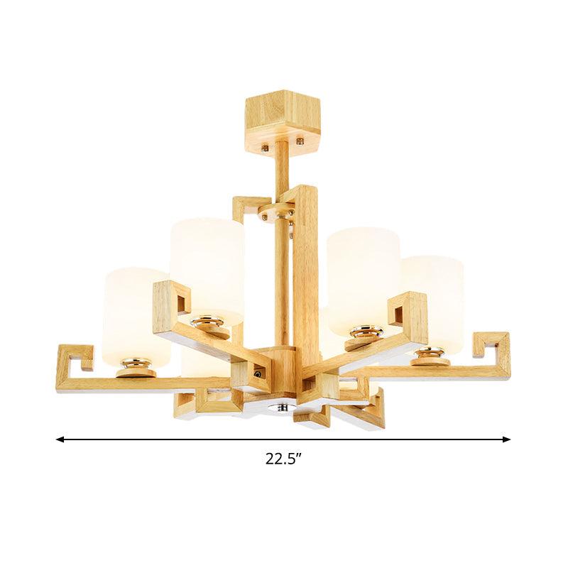 6 Heads Dining Room Ceiling Chandelier Modernism Beige Lamp - Rebooters