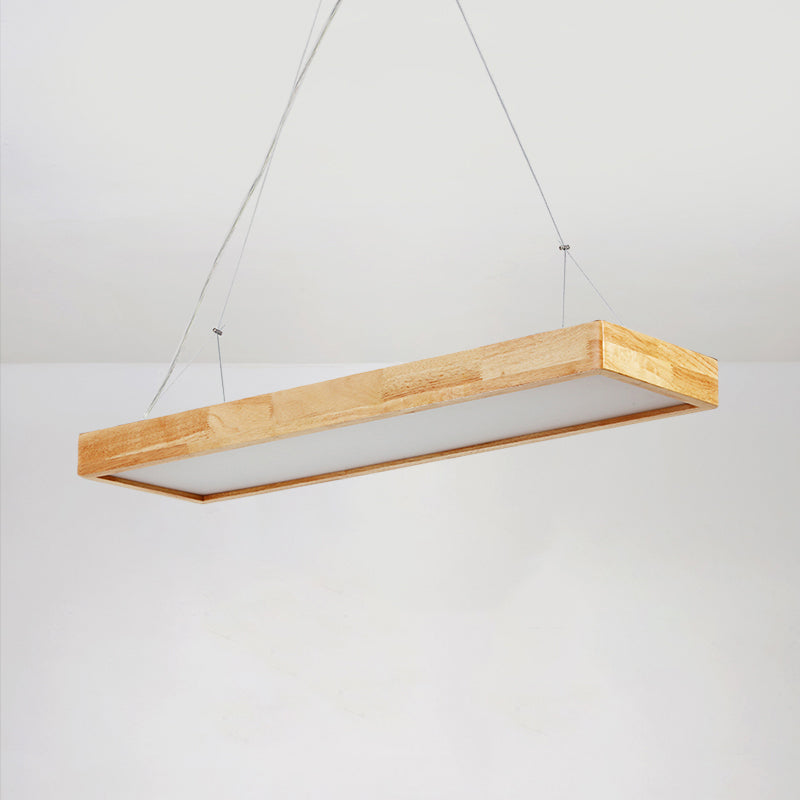 Rectangle Chandelier Lighting Nordic Wood LED Beige Pendant Light Fixture, 23.5 to 47 Inches Wide - Rebooters