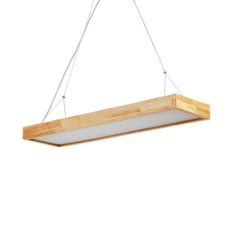 Rectangle Chandelier Lighting Nordic Wood LED Beige Pendant Light Fixture, 23.5 to 47 Inches Wide - Rebooters