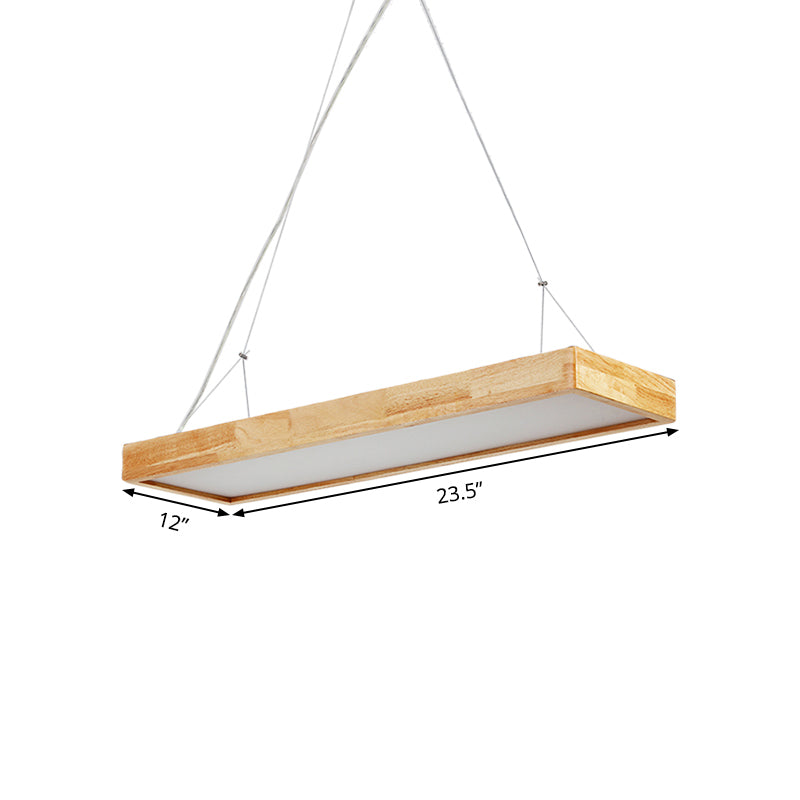 Rectangle Chandelier Lighting Nordic Wood LED Beige Pendant Light Fixture, 23.5 to 47 Inches Wide - Rebooters