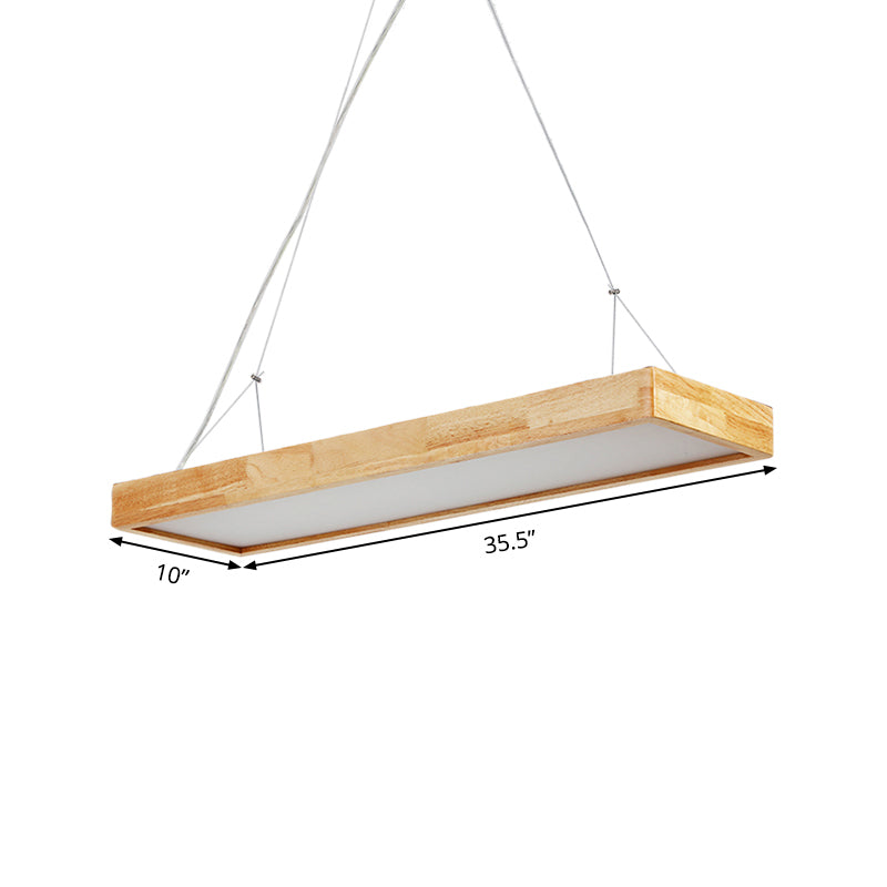 Rectangle Chandelier Lighting Nordic Wood LED Beige Pendant Light Fixture, 23.5 to 47 Inches Wide - Rebooters