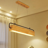 27.5"/35.5" Wide Rectangle Wood Hanging Chandelier in Beige - Rebooters