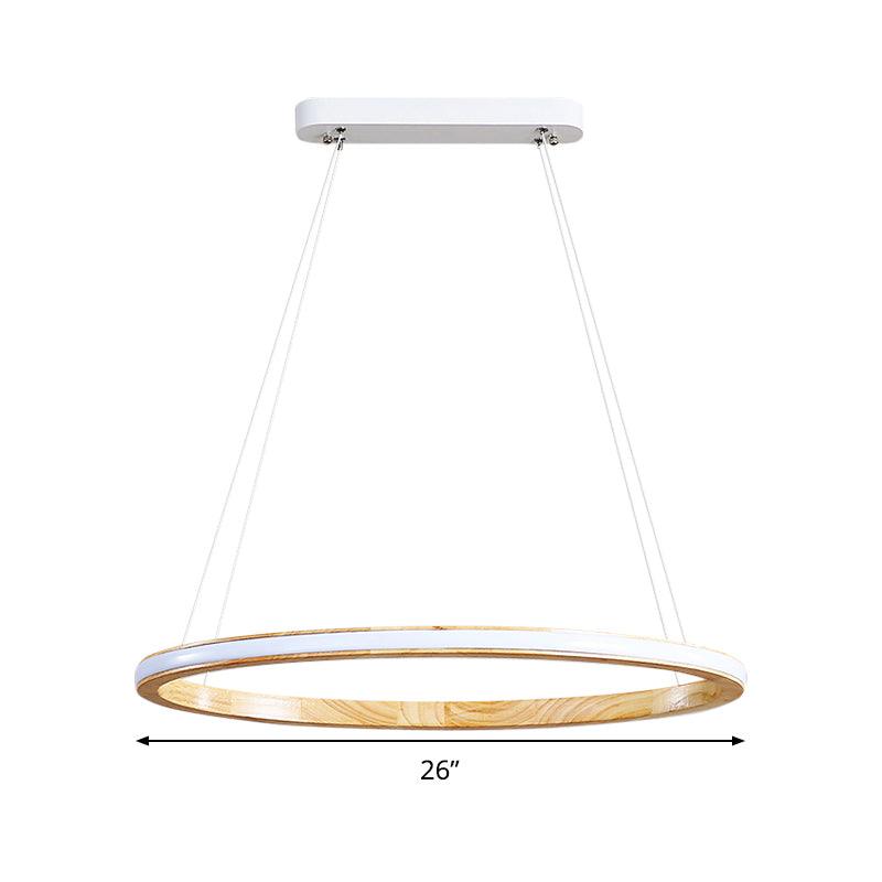 Ring Wood Chandelier Lighting Simple Style Beige 26/37.5 Wide Ceiling Pendant Light - Rebooters