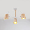 Nordic Beveled Hanging Light Wood 3/8 Heads Chandelier Beige - Rebooters