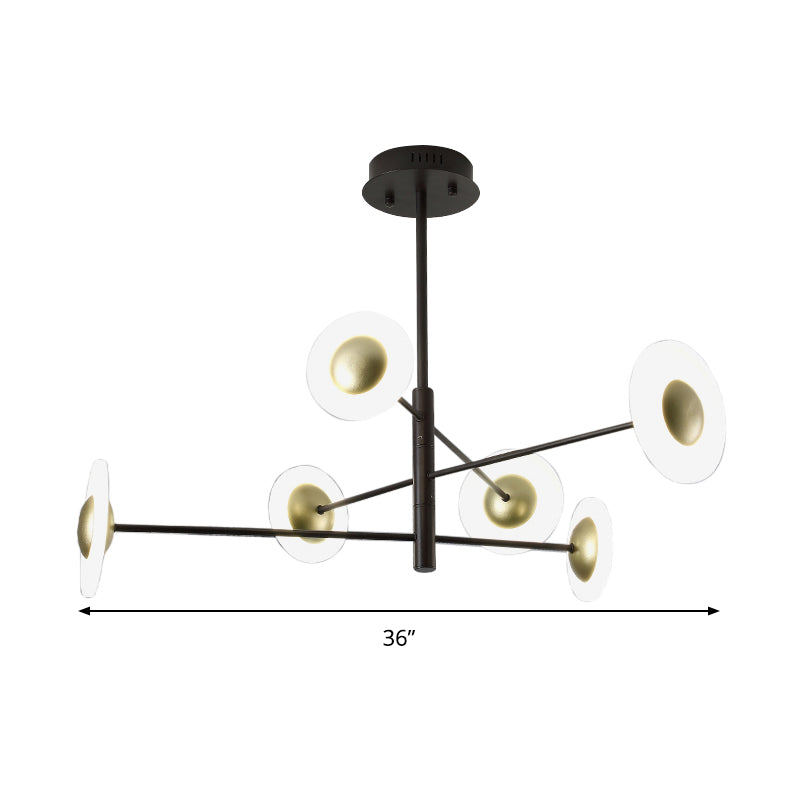 3 Tiers Bedroom Chandelier Lighting Fixture Metal 6 Lights Modern Hanging Pendant Light in Black - Rebooters