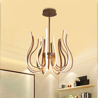 19"/24" Wide Curved Suspension Light Contemporary Metal Coffee LED Ceiling Chandelier - Rebooters