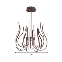 19"/24" Wide Curved Suspension Light Contemporary Metal Coffee LED Ceiling Chandelier - Rebooters