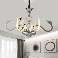 Acrylic Gooseneck Pendant Lighting Contemporary Silver LED Chandelier - Rebooters