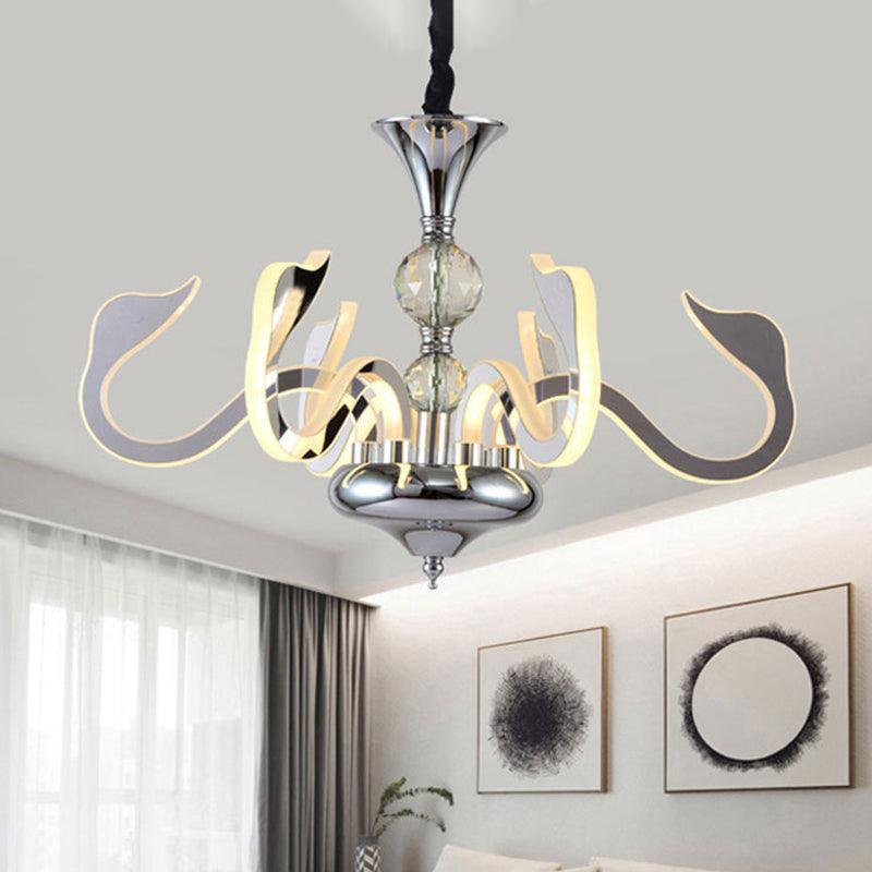 Acrylic Gooseneck Pendant Lighting Contemporary Silver LED Chandelier - Rebooters
