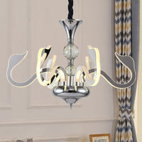 Acrylic Gooseneck Pendant Lighting Contemporary Silver LED Chandelier - Rebooters