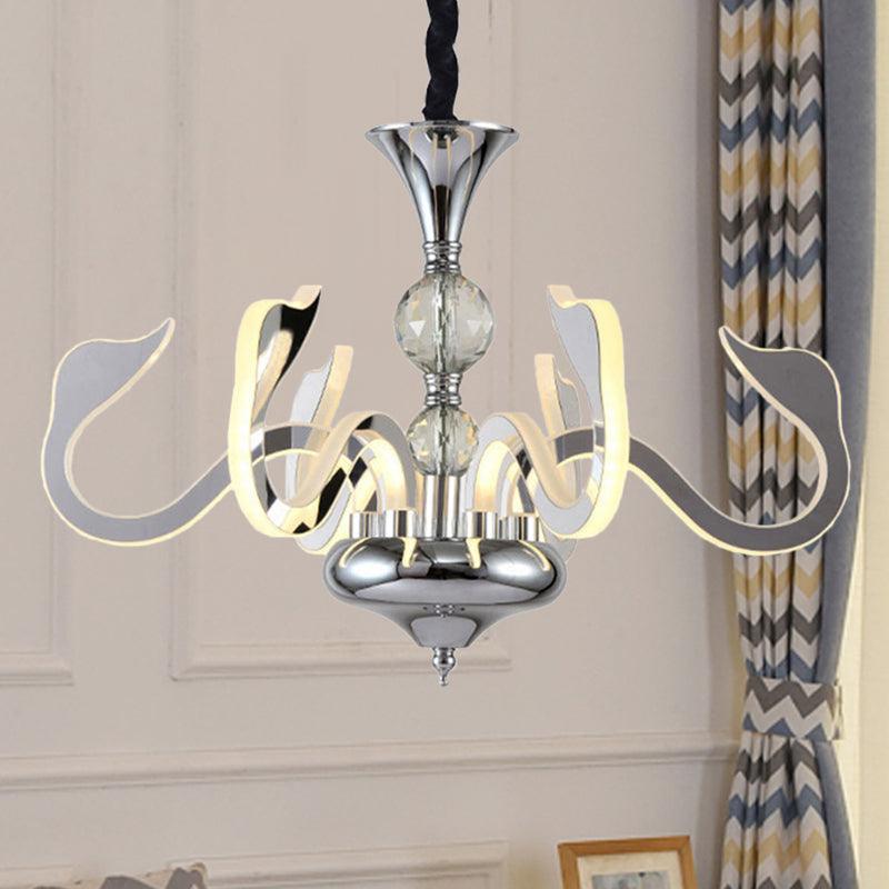 Acrylic Gooseneck Pendant Lighting Contemporary Silver LED Chandelier - Rebooters