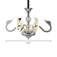 Acrylic Gooseneck Pendant Lighting Contemporary Silver LED Chandelier - Rebooters