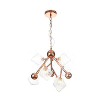 9 Lights Ribbed Glass Hanging Chandelier Vintage Clear/Amber Prism Dining Room Pendant Light - Rebooters