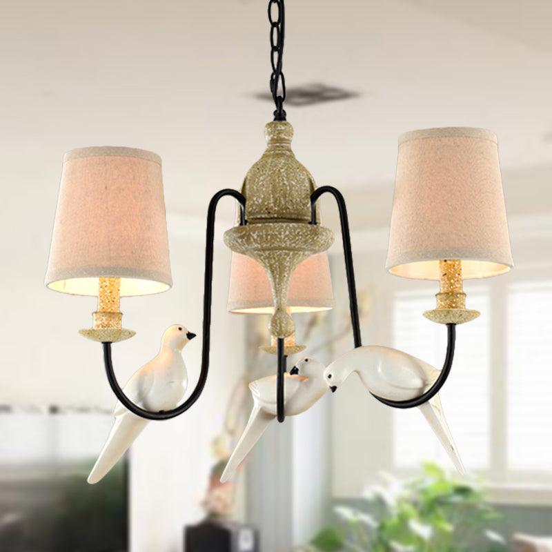 Barrel Pendant Chandelier Light Nordic Fabric 3/6 Heads Tan - Rebooters