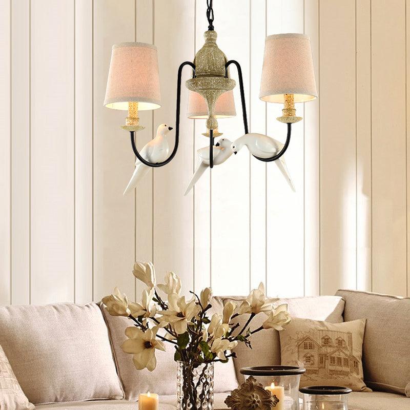 Barrel Pendant Chandelier Light Nordic Fabric 3/6 Heads Tan - Rebooters