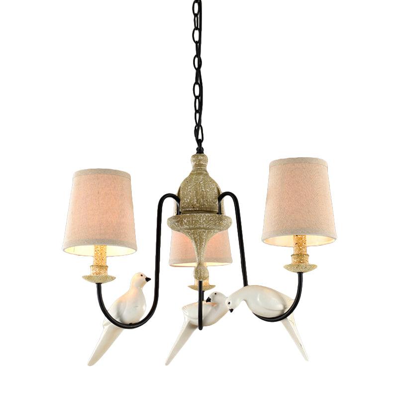 Barrel Pendant Chandelier Light Nordic Fabric 3/6 Heads Tan - Rebooters