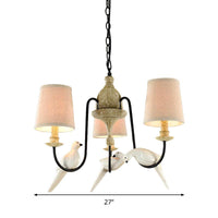 Barrel Pendant Chandelier Light Nordic Fabric 3/6 Heads Tan - Rebooters