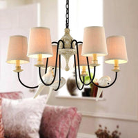 Barrel Pendant Chandelier Light Nordic Fabric 3/6 Heads Tan - Rebooters