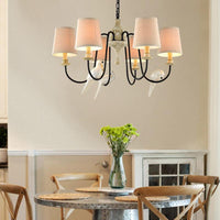 Barrel Pendant Chandelier Light Nordic Fabric 3/6 Heads Tan - Rebooters