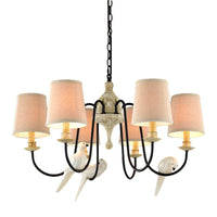 Barrel Pendant Chandelier Light Nordic Fabric 3/6 Heads Tan - Rebooters