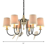 Barrel Pendant Chandelier Light Nordic Fabric 3/6 Heads Tan - Rebooters