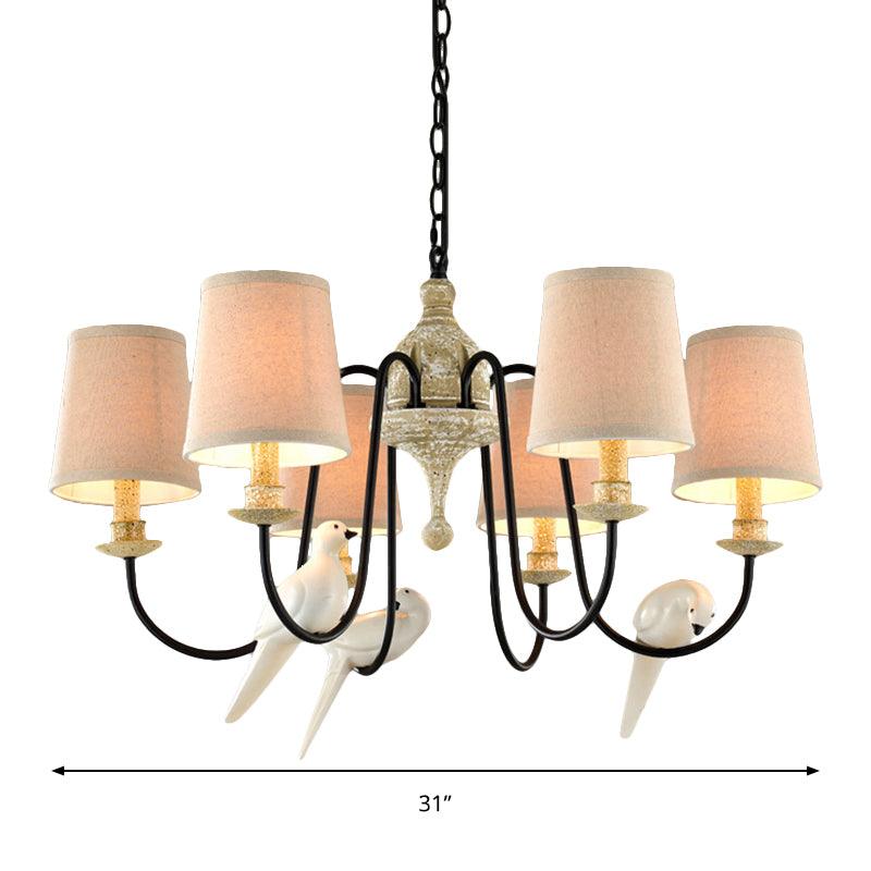 Barrel Pendant Chandelier Light Nordic Fabric 3/6 Heads Tan - Rebooters