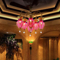 6 Lights Chandelier Light Fixture Curved Arm Glass Pendant - Rebooters