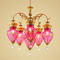 6 Lights Chandelier Light Fixture Curved Arm Glass Pendant - Rebooters