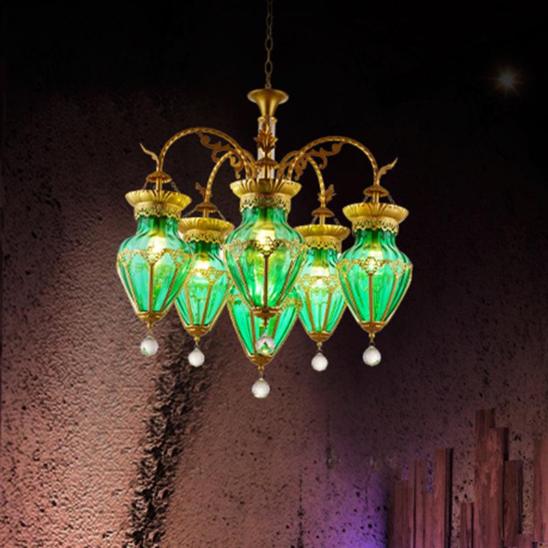 6 Lights Chandelier Light Fixture Curved Arm Glass Pendant - Rebooters
