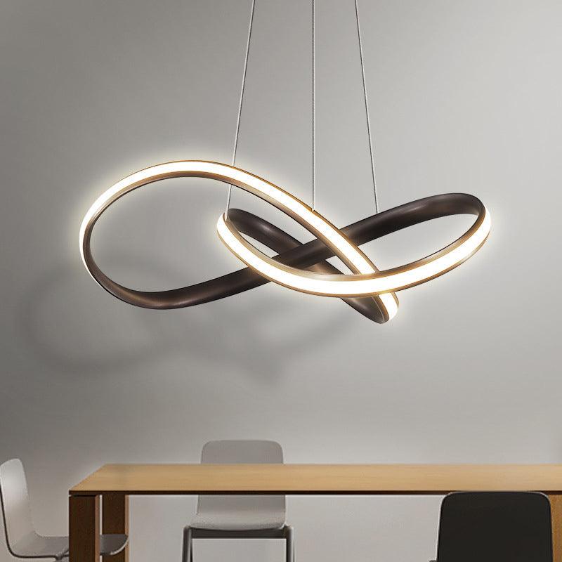 Acrylic Seamless Curve Hanging Chandelier Light Modern Coffee LED Pendant Light Fixture - Rebooters