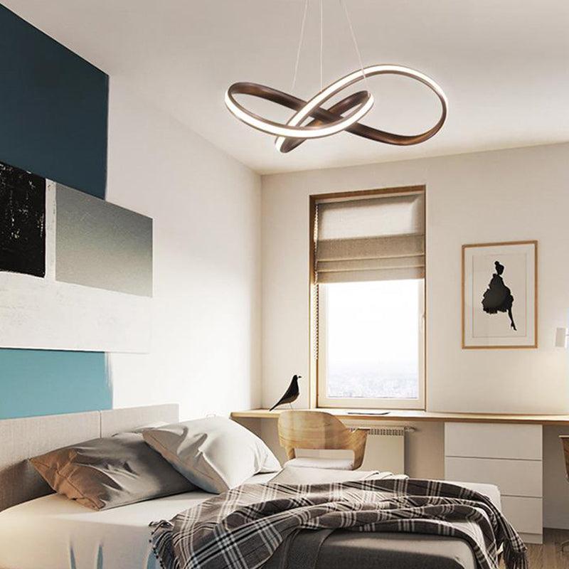 Acrylic Seamless Curve Hanging Chandelier Light Modern Coffee LED Pendant Light Fixture - Rebooters