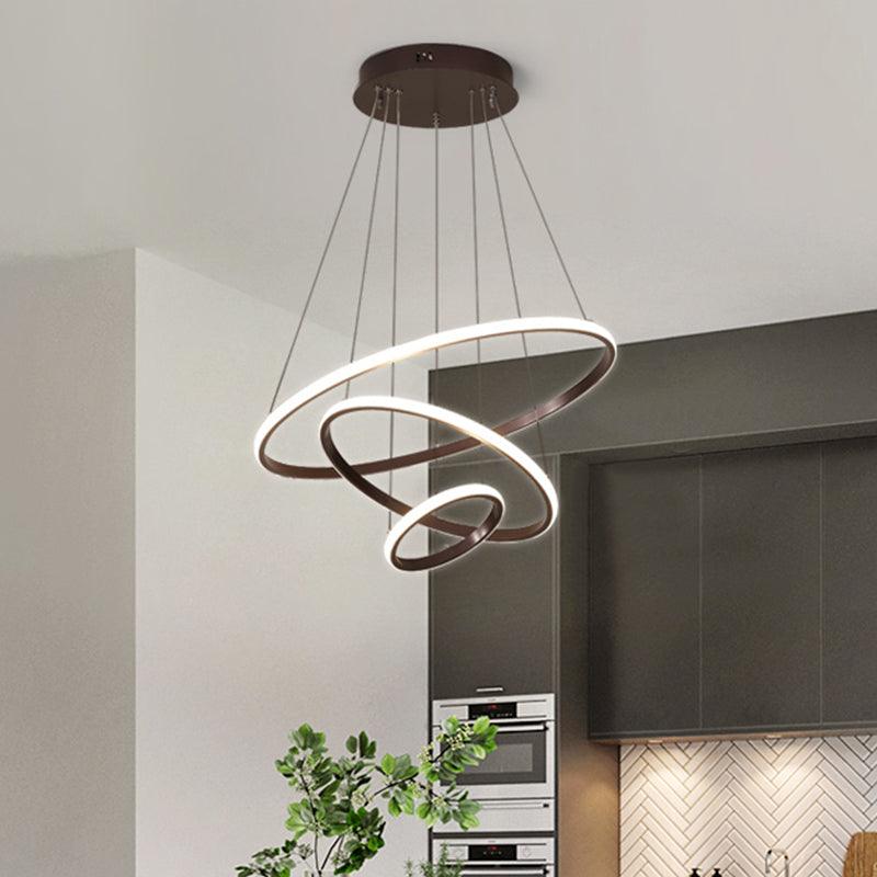 Acrylic Ring Pendant Light Simple Style Coffee Chandelier Lamp - Rebooters