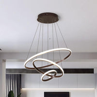 Acrylic Ring Pendant Light Simple Style Coffee Chandelier Lamp - Rebooters