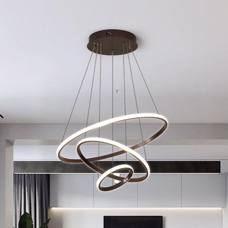Acrylic Ring Pendant Light Simple Style Coffee Chandelier Lamp - Rebooters