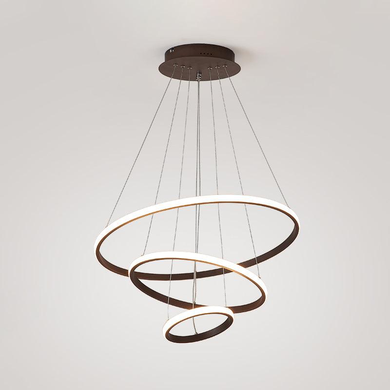 Acrylic Ring Pendant Light Simple Style Coffee Chandelier Lamp - Rebooters