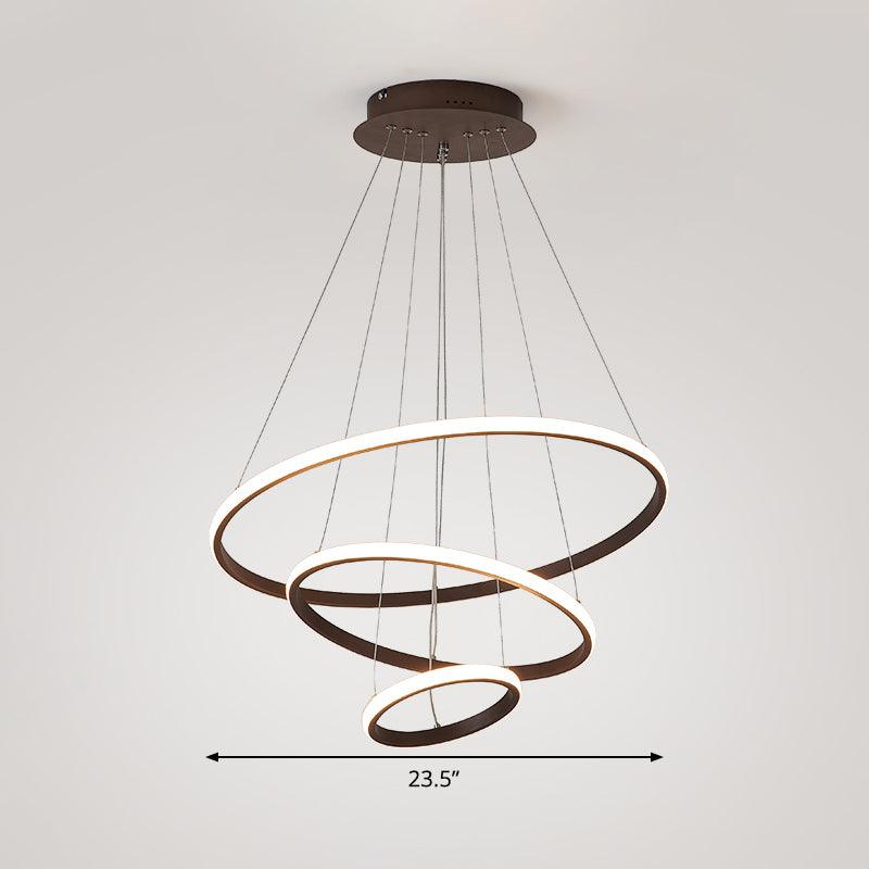 Acrylic Ring Pendant Light Simple Style Coffee Chandelier Lamp - Rebooters