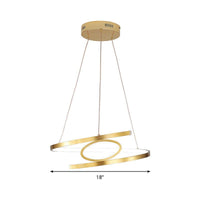18"/23.5" Wide Spiral Hanging Pendant Light Gold LED Chandelier - Rebooters