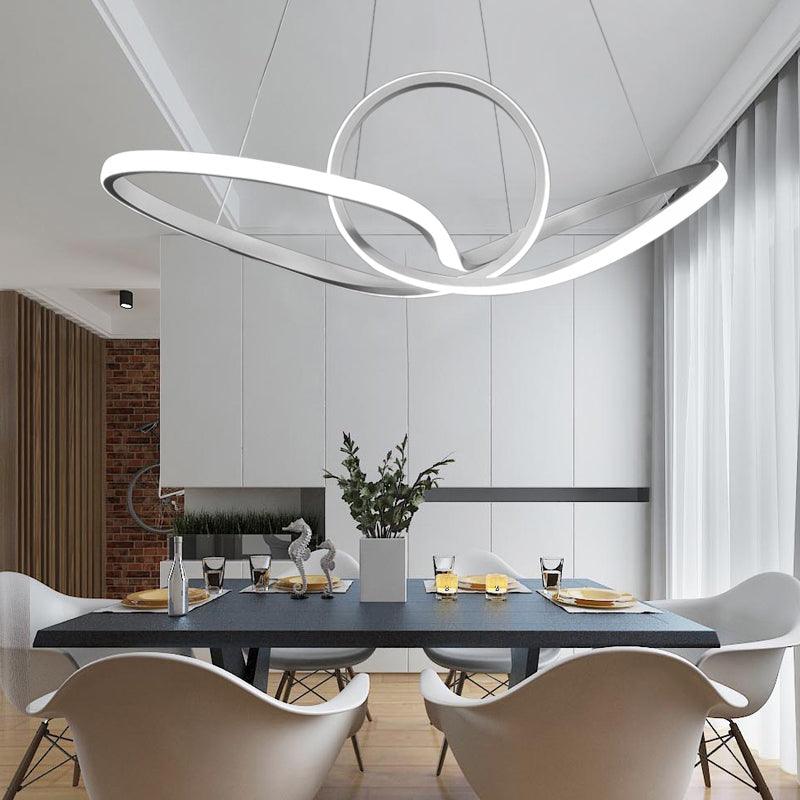 Acrylic Seamless Curve Hanging Ceiling Light Minimalist White LED Pendant Chandelier - Rebooters