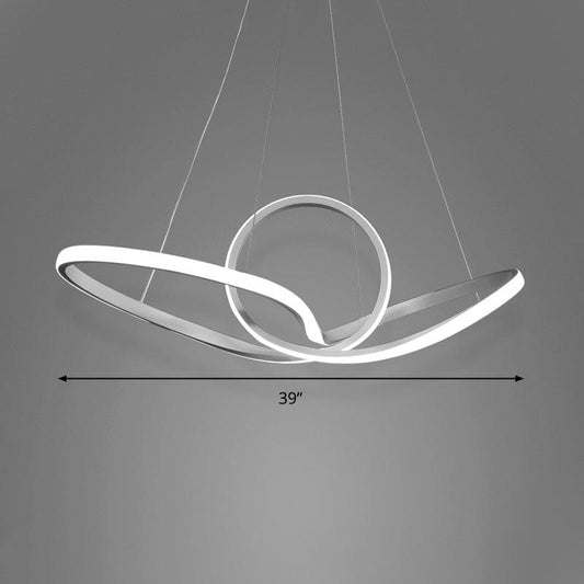 Acrylic Seamless Curve Hanging Ceiling Light Minimalist White LED Pendant Chandelier - Rebooters