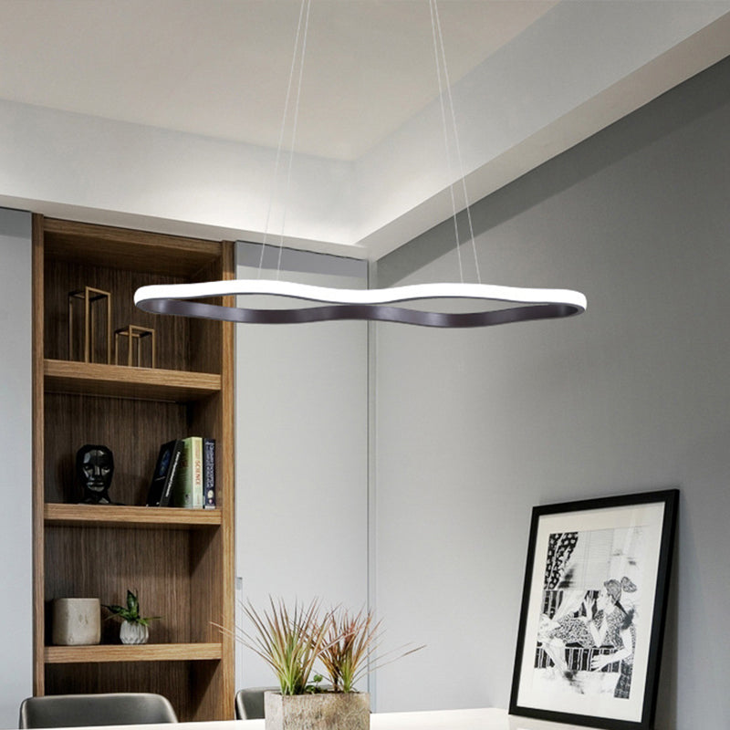 Wave Hanging Ceiling Light Modern Acrylic Coffee LED Light - Rebooters