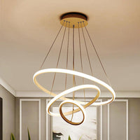 31.5"/39" Wide Ring Pendant Light Fixture Simple Style Acrylic White LED Chandelier Lamp Warm White Light - Rebooters