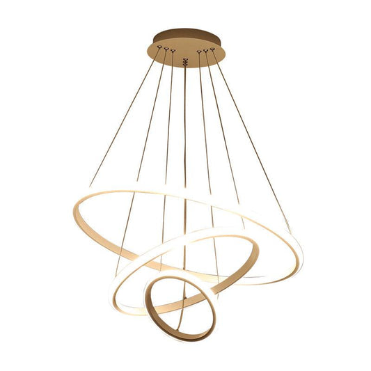 31.5"/39" Wide Ring Pendant Light Fixture Simple Style Acrylic White LED Chandelier Lamp Warm White Light - Rebooters