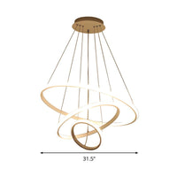 31.5"/39" Wide Ring Pendant Light Fixture Simple Style Acrylic White LED Chandelier Lamp Warm White Light - Rebooters