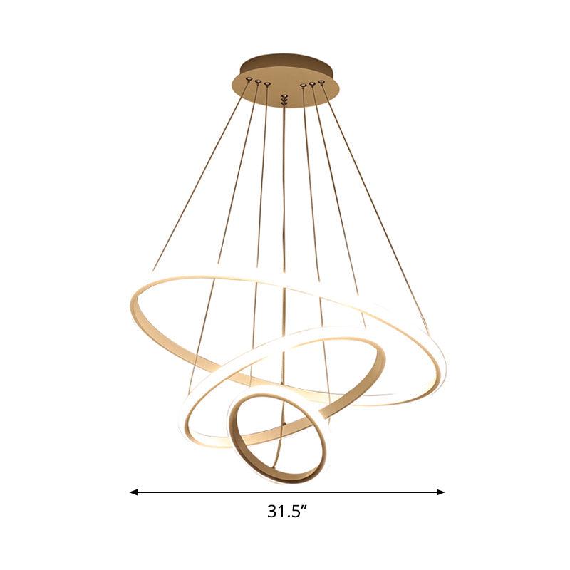 31.5"/39" Wide Ring Pendant Light Fixture Simple Style Acrylic White LED Chandelier Lamp Warm White Light - Rebooters