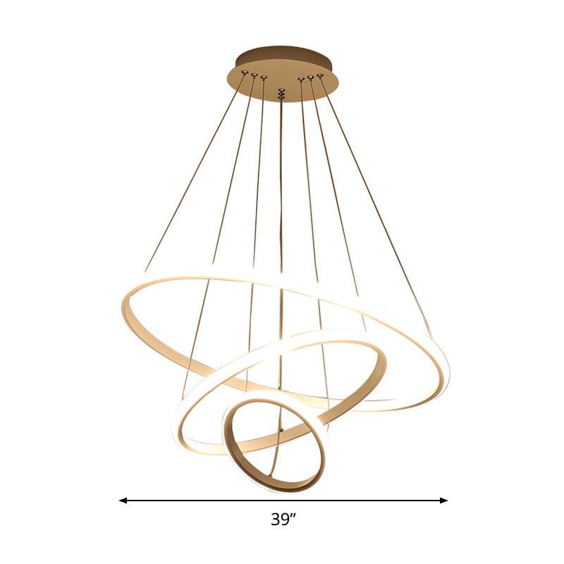 31.5"/39" Wide Ring Pendant Light Fixture Simple Style Acrylic White LED Chandelier Lamp Warm White Light - Rebooters