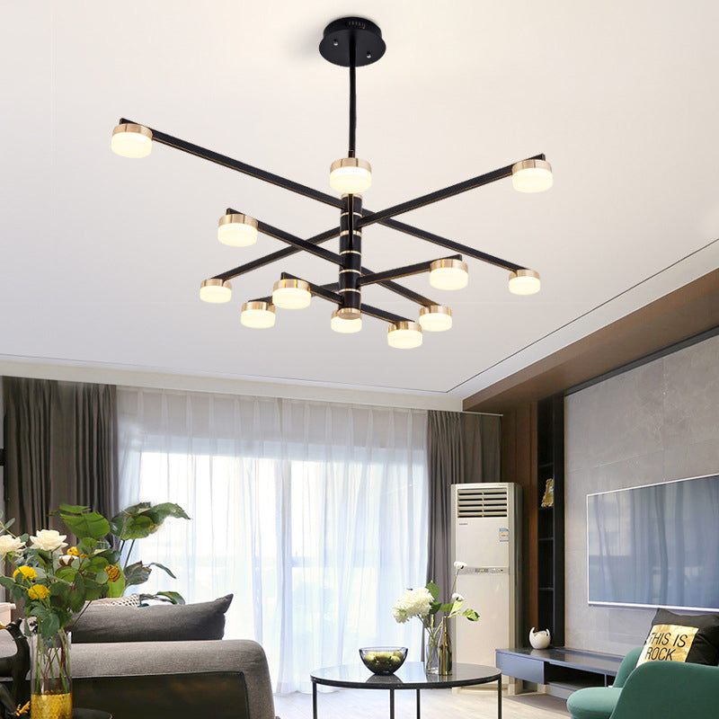 12-Head Living Room Chandelier Modern Stylish Black Ceiling Lamp - Rebooters