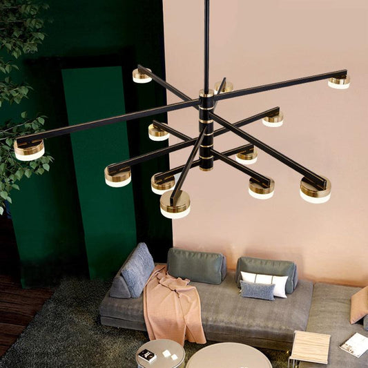 12-Head Living Room Chandelier Modern Stylish Black Ceiling Lamp - Rebooters